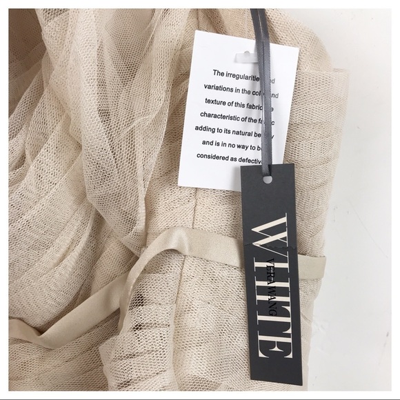 NWT White Vera Wang Pleated Bobbin Net Bridesmaid Dress in Champagne Size 16 - Picture 13 of 15
